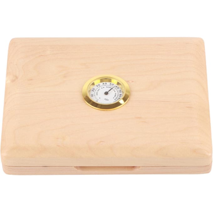 Saxofoon Klarinet Riet Etui Massief Hout 5 Rietjes Houder Opbergdoos met Hygrometer Houtkleur beige