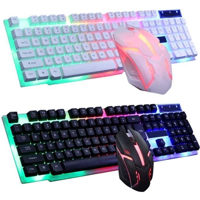 USB Gaming Toetsenbord en USB Muis Combo LED Backlit Toetsenbord Stevig Duurzaam Kleurrijk Gloeiend Gaming zwart