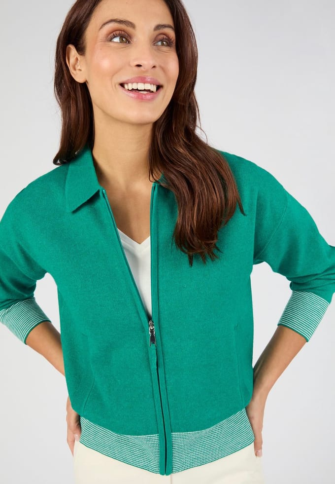 Damart - Gilet ritssluiting polokraag - Dames - Groen - M