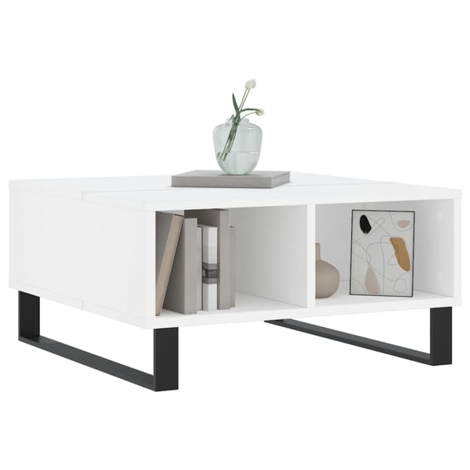 vidaXL - Salontafel - 60x60x30 - cm - bewerkt - hout - wit