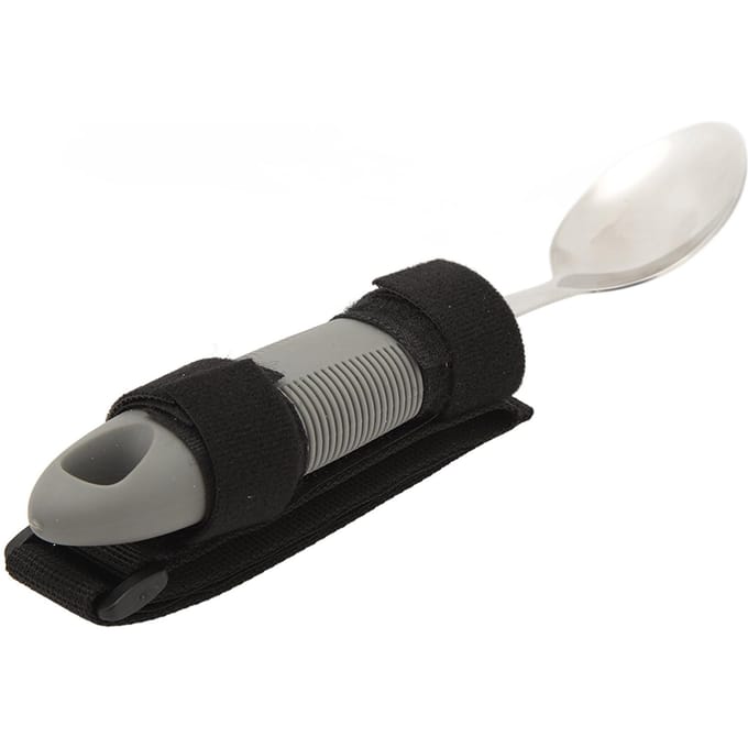 Sangle Cuillère Adaptative Manche Manchette Forme Ondulée Acier Inoxydable Aides à l'Alimentation Cuillère pour Parkinson Arthrite black