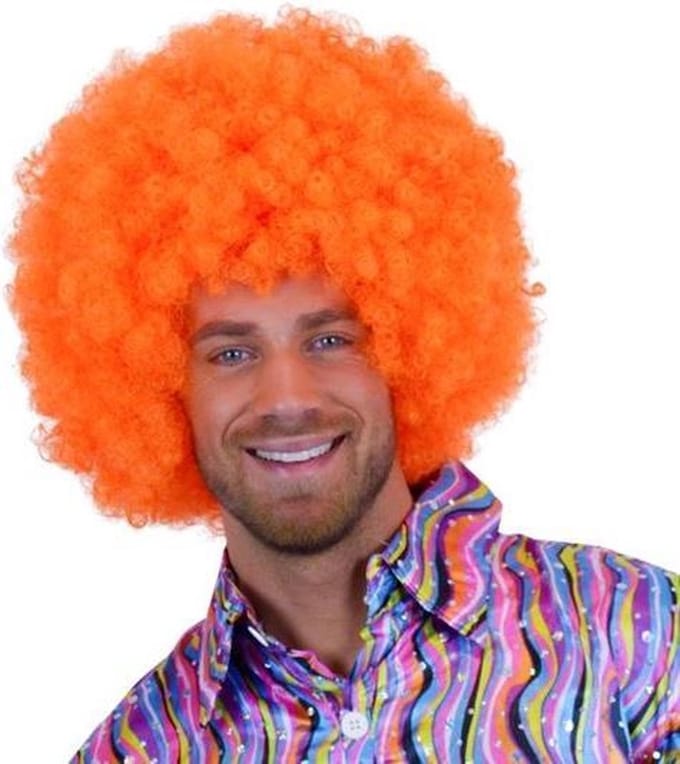 Witbaard Pruik Super Afro Unisex Oranje One-size