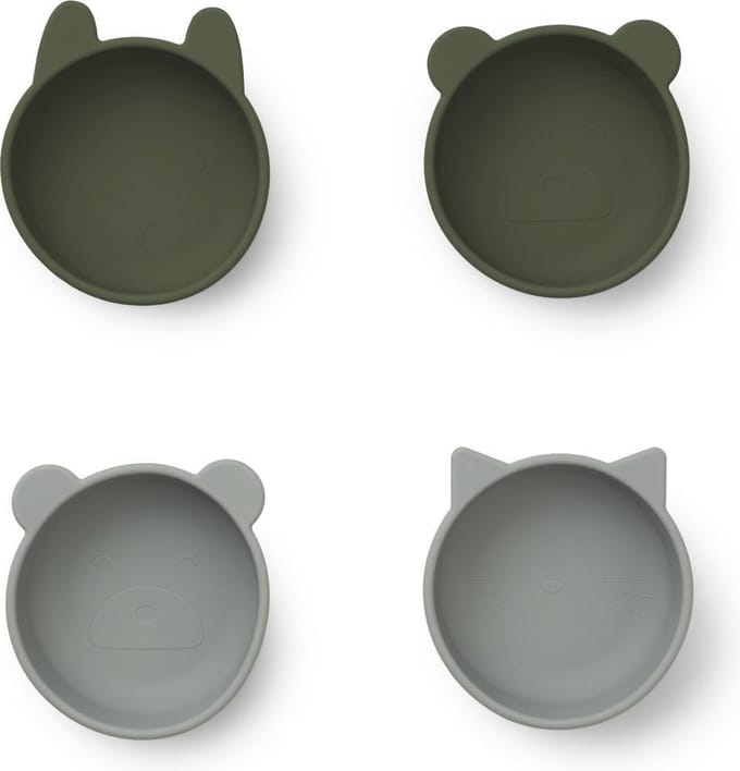 Liewood Iggy Siliconen Kom 4-pack - Hunter Green Mix