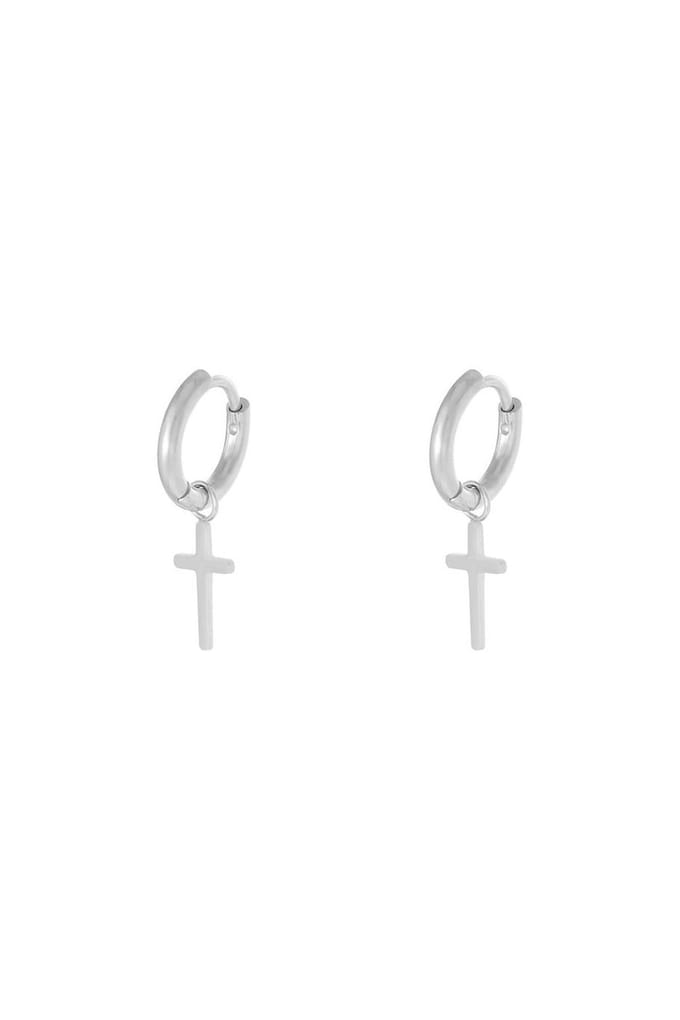 Bijoutheek Oorhangers Kruis Zilver