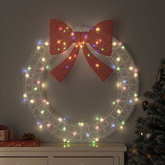 vidaXL Krans 80 LED's Multikleur 92 x 92 x 9,5 cm Acryl