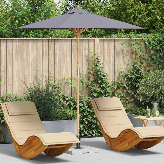 vidaXL - Tuinparasol - Rond - Ø - 217 - x - 230 - cm - Bamboe - Donkergrijs