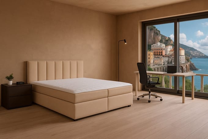 Boxspring Amalfi vlak, 140x220 cm, kleur beige