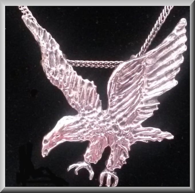 Fraaie  grote hanger van een adelaar, van echt zilver