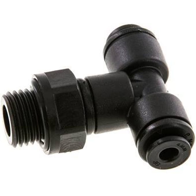 4mm x G1/4'' inline T-stuk POM Insteekfitting Buitendraad FDA Draaibaar NBR