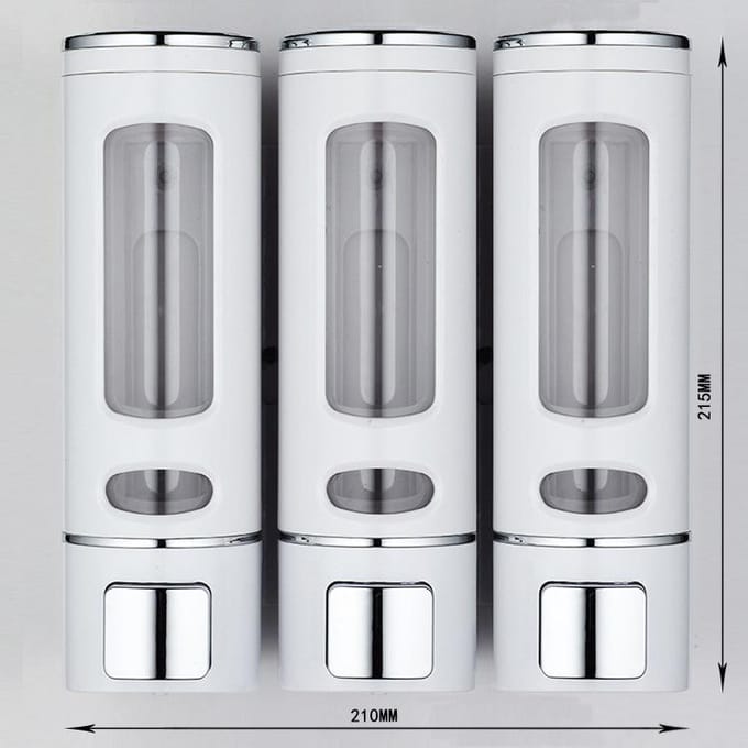 Driekoppige 400 ml handmatige zeepdispenser aan de muur gemonteerde hotel hotel shampoo box badbox zeepmachine wit