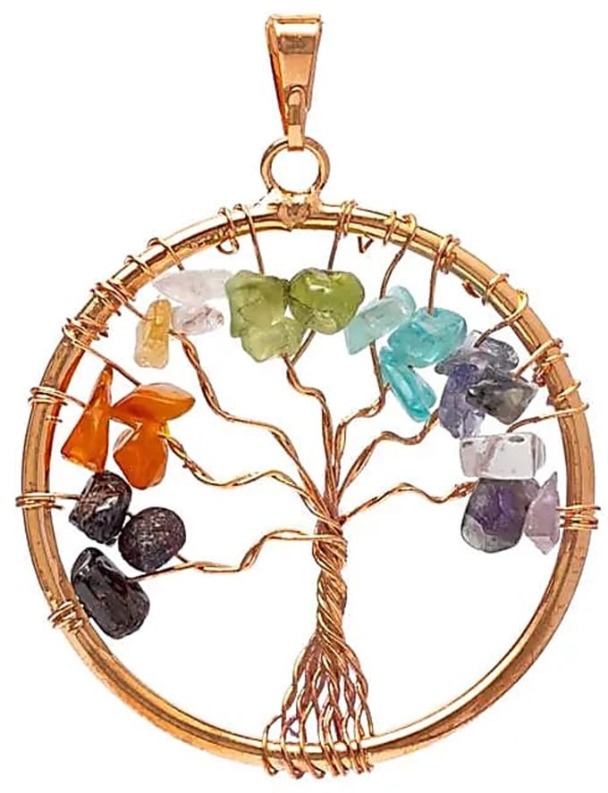 Hanger chakra levensboom messing koperkleurig – 4 cm
