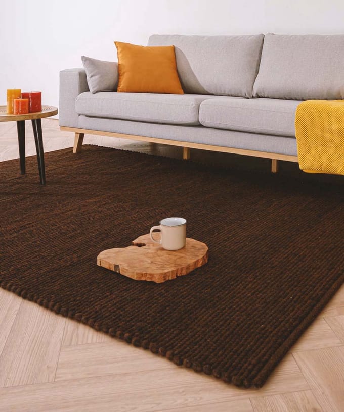 Wollen vloerkleed - Lett cacao 140x200