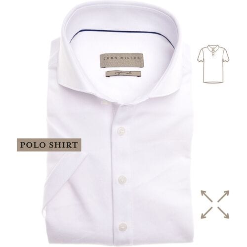 John Miller Polo Short Sleeve Slim Stretch Wit / male