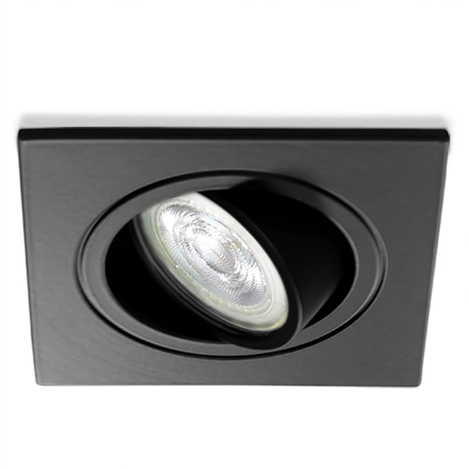 LED inbouwspot Teddy -Vierkant Zwart -Warm Wit -Dimbaar -4W -Philips LED