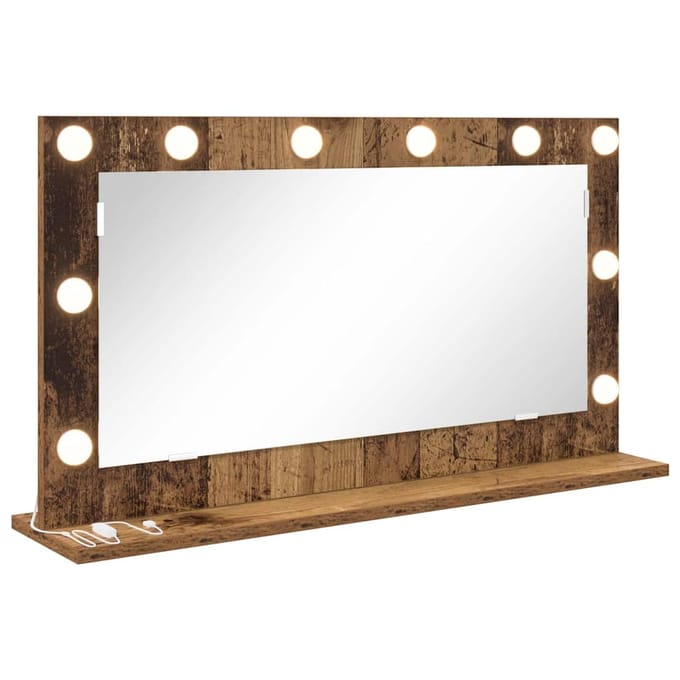 vidaXL - Make-up - Spiegel - Oudhout - 80 - x - 45 - x - 18 - cm - Rechthoekig