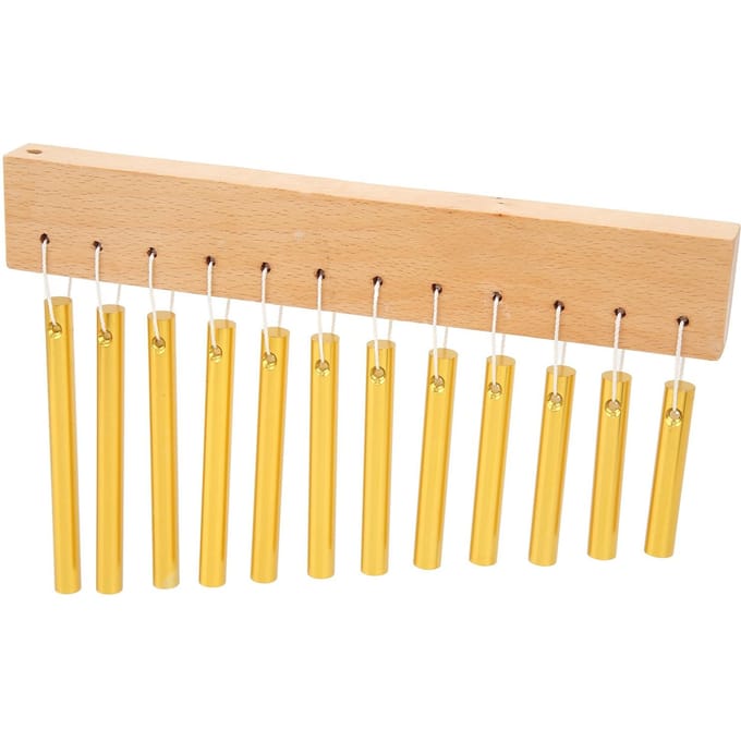 Windgong 12 Tonen Samengesteld Hout Metaal Makkelijk Spelen Windgong Ornament Percussie-instrument Goud beige