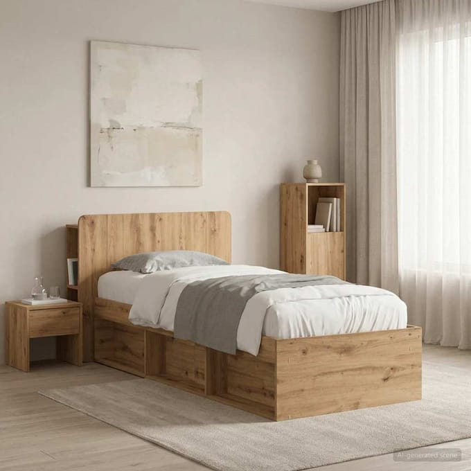 vidaXL - Hoofdeinde - Kast - Artisanaal - eiken - 80 - cm - Bewerkt - hout