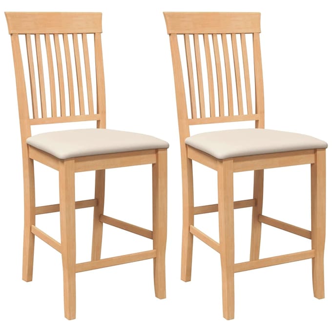 vidaXL - Barkrukken - met - kussens - 2 - stuks - natuurlijk - massief - hout - rubber