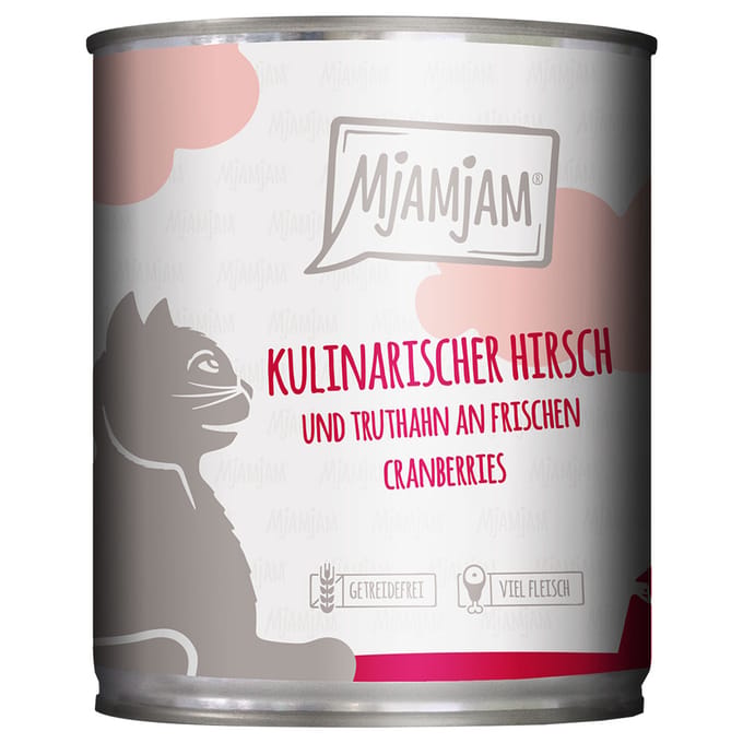 6x 800g MjAMjAM Culinary Venison and Turkey on Fresh Cranberries Wet Cat Food