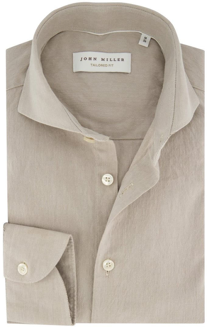 Overhemd John Miller beige katoen normale fit