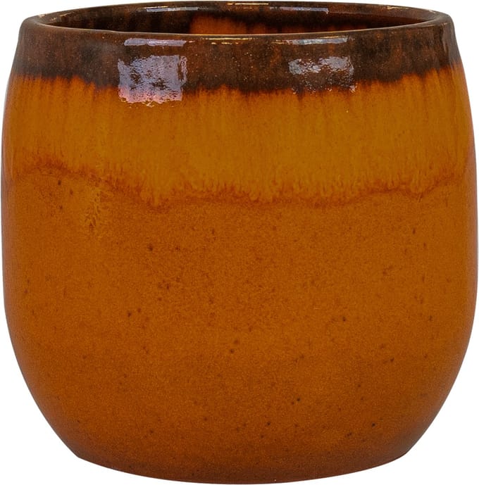 Ter Steege - Keramiek Bloempot - Oranje - D19 x H16 cm - Opening 14,5 cm
