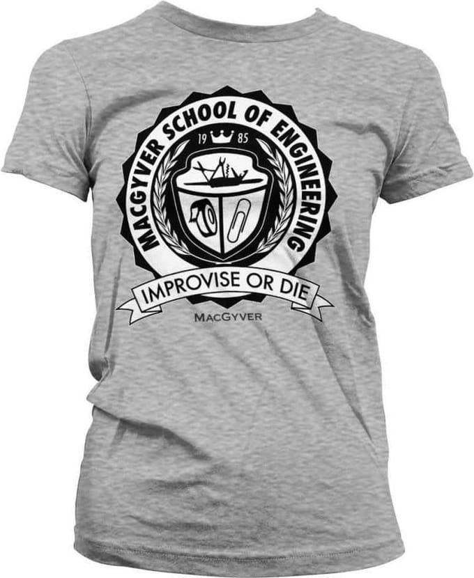 MacGyver Dames Tshirt -L- School Of Engineering Grijs