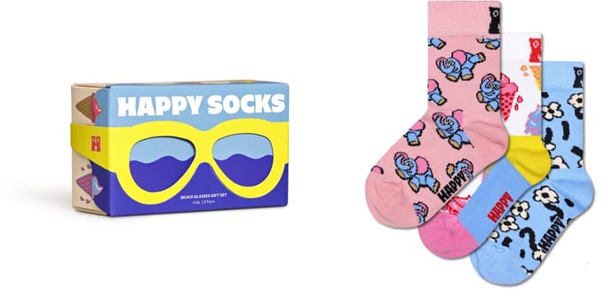 Happy Socks - Kids 3-Pack Glasses Gift Set - Unisex - Sokken
