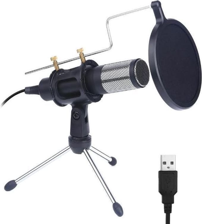 DrPhone PM2 – Professioneel USB Microfoon + Condensor –Tripod Standaard – Geschikt voor Android / iOs / PC – Zwart