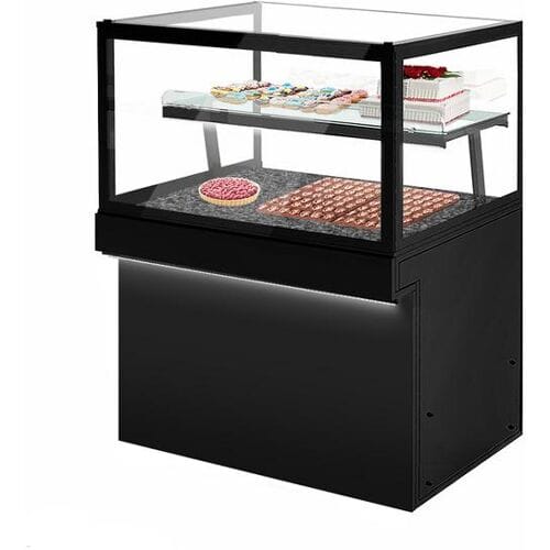 GGM Gastro Kuchentheke TORONTO - 1300mm - schwarze Front - mit 2 Ablagen