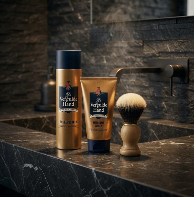 Vergulde Hand - 2x Aftershave Balsem-100 ml en 2x scheerschuim 250 ml &  een scheerkwast