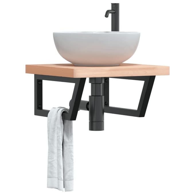 vidaXL - Badkamer - wandschap - staal - en - massief - beukenhout
