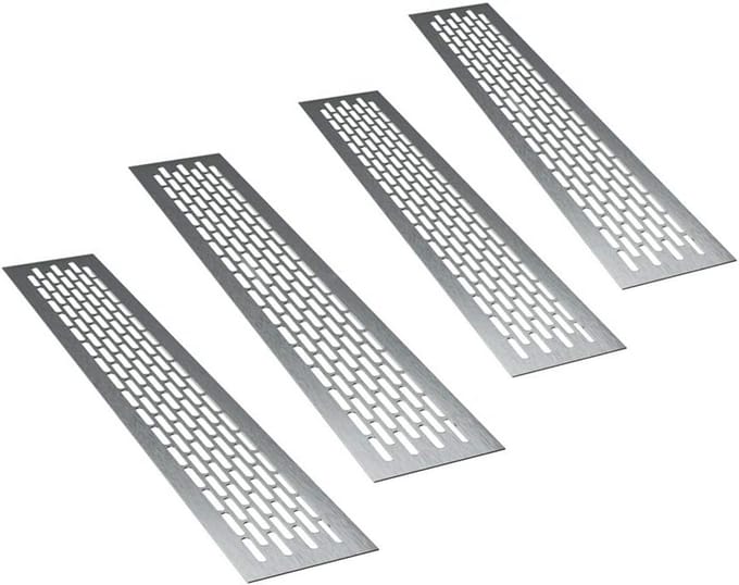 Aluminium ventilatie rooster 48 x 8 cm - 4 stuks - geborsteld
