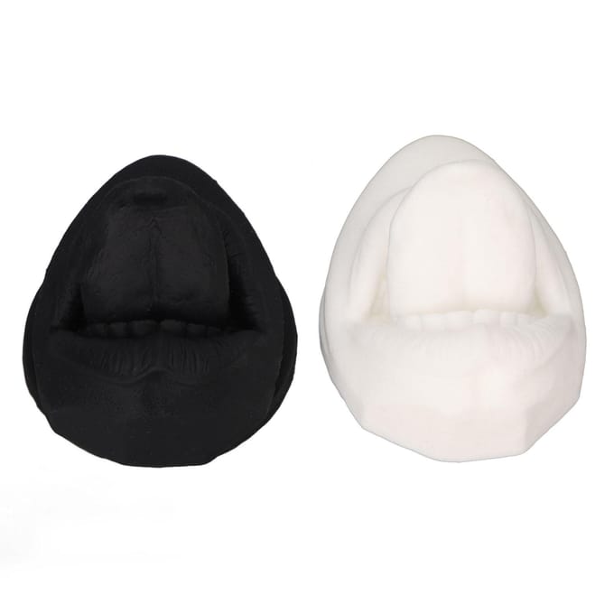 2 Stuks Siliconen Tong Mond Model Zwart en Wit Hoge Simulatie Herbruikbare Menselijke Tong Mond Vorm black