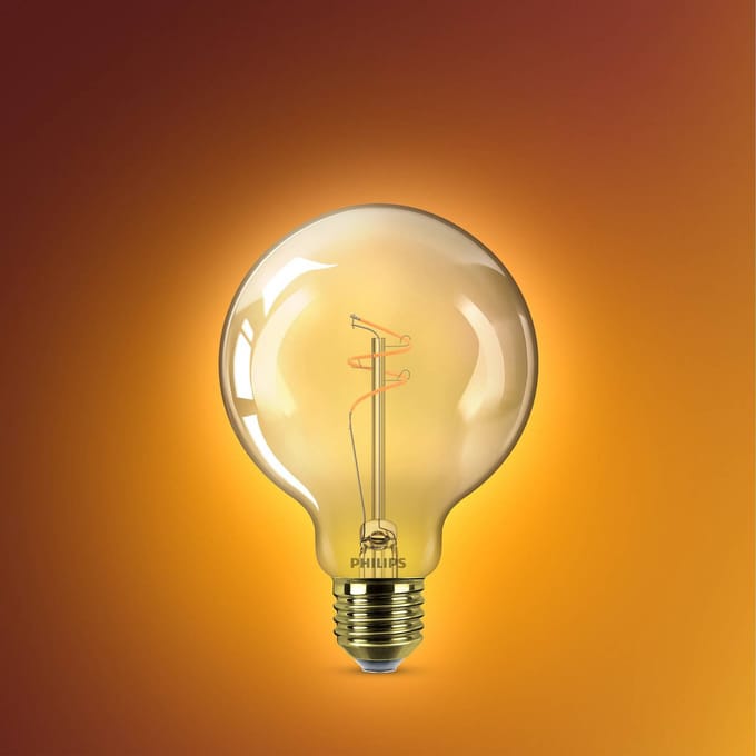 Philips LED-bolvormige lamp E27 G95 3,1 W goud 1.800 K dimbaar