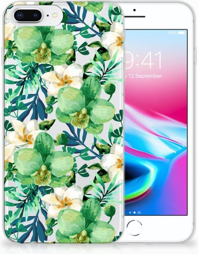 Back Cover voor Apple iPhone 7 Plus | 8 Plus TPU Case Orchidee Groen