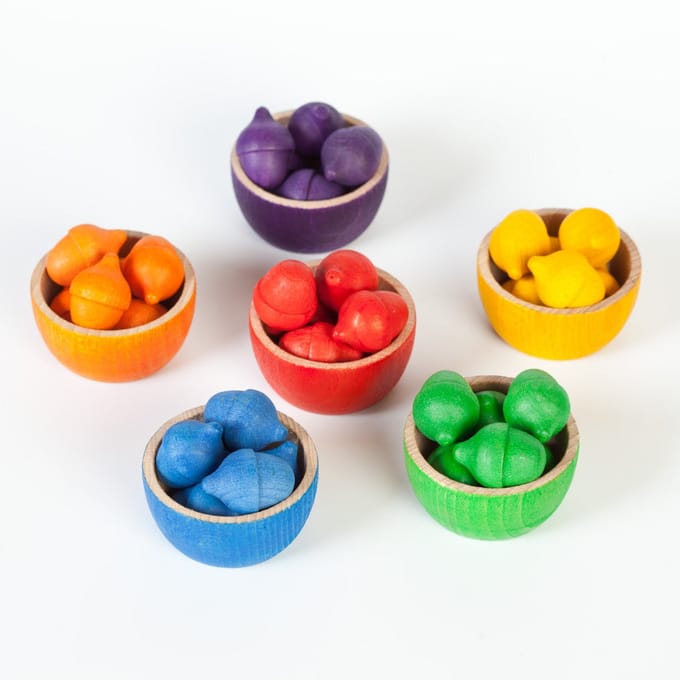 Grapat Houten Speelgoed Speelset bakjes en eikeltjes