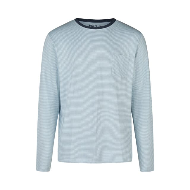 Phil & Co Heren Pyjama Set Interlock Lichtblauw Gestreept/Donkerblauw - Maat M