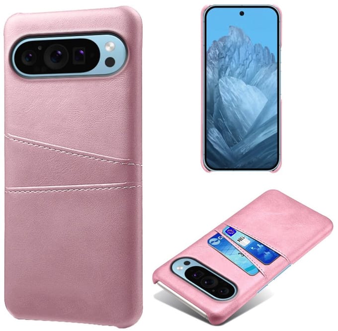 Back Cover met Opbergvakjes + Glas Screenprotector voor Google Pixel 10 / 10 Pro _ Roze Goud