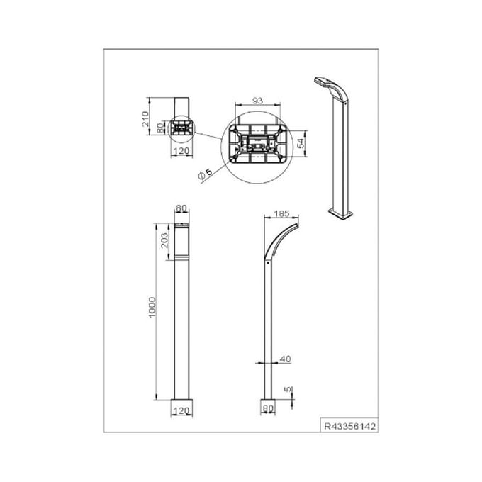 Reality Leuchten LED tuinpadverlichting Beja, antraciet, aluminium, hoogte 100 cm