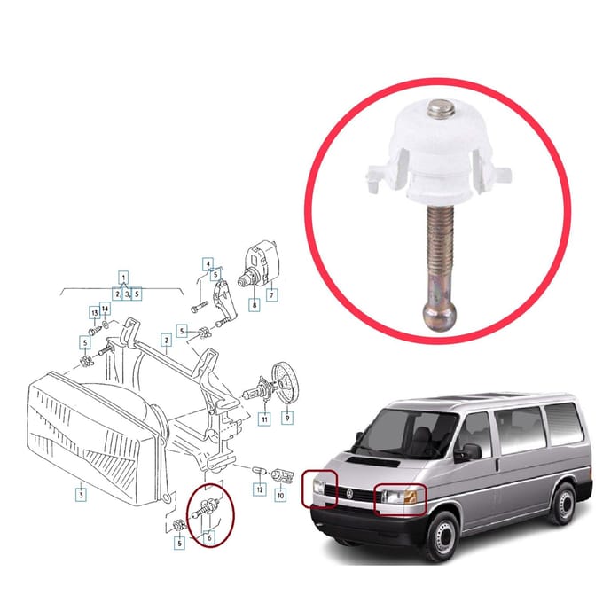 Vis de réglage des phares avant BHL59 pour VW Transporter T4 Caravelle 7D 70 Bus Van Box Platform 1990-2004 701941141A