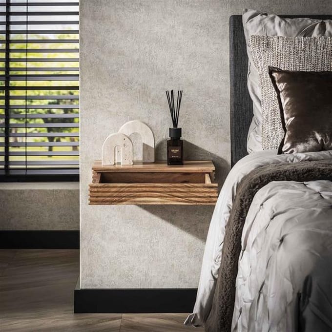 Nachtkastje Layer L Massief Acacia Naturel 40 x 25 x 8 cm Set van 2