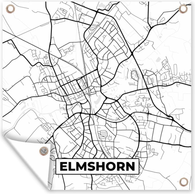Tuindoek Plattegrond - Kaart - Stadskaart - Elmshorn - 100x100 cm