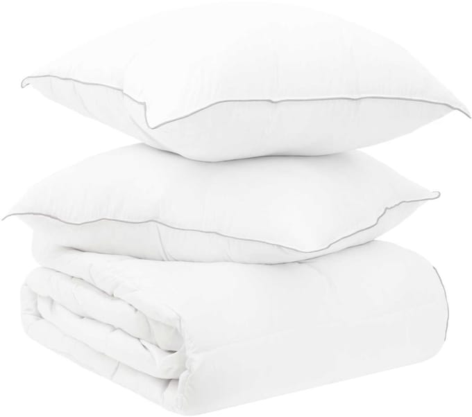 vidaXL - Deken - Set - met - kussen - Wit - 155 - x - 220 - cm - Polyester, - Bamboe