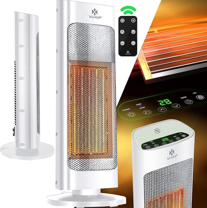 Keramische Ventilator Kachel met Afstandsbediening 2000W en Timer - Stil en Energiezuinig