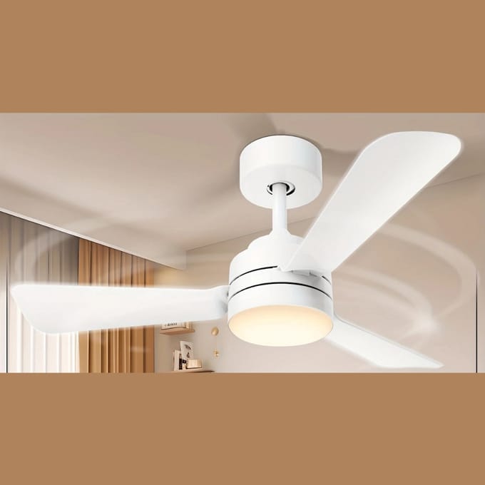 Nivard Plafondventilator - Met Verlichting - Plafond Ventilator - Met Lamp - Plafonniere Met Ventilator - Met Licht - Wit - 70cm