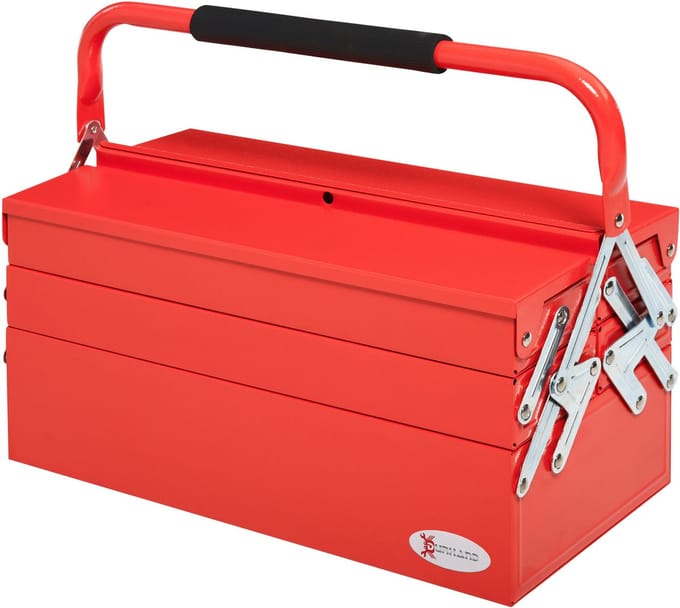 DURHAND-Werkzeugkasten-Stahl (SPCC)-45L x 20B x 34,5H cm-Rot