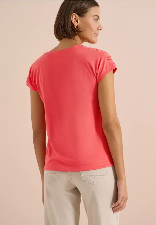 Shirt met korte mouwen en rimpels