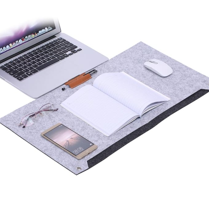 Vilten Bureau Laptop Mat Opbergorganizer Tafelpad Nieuw Lichtgrijs gray