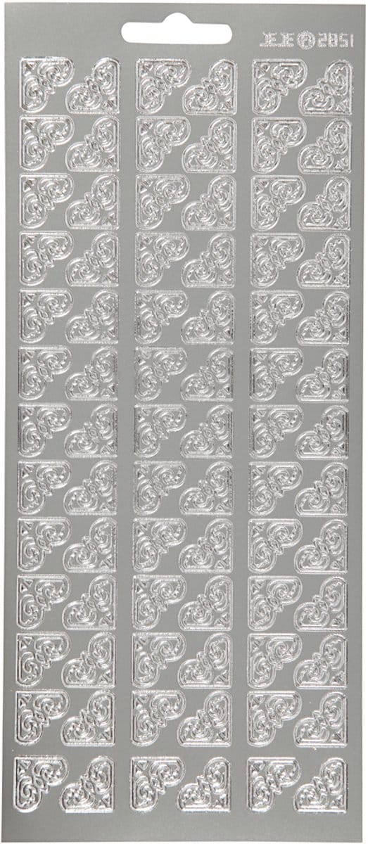 Stickers, hoeken, vel 10x23 cm, zilver, 1 vel