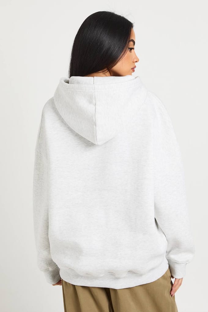 boohoo Dames Lax Applique Oversized Hoodie | Ash | Maat: Small